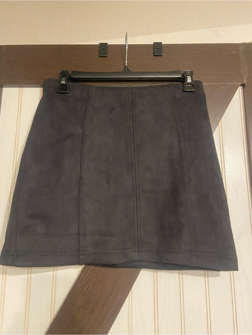 Shinestar Dark Gray Suede-Look Mini Skirt